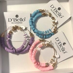 NWT Lot Of 3 Boho Beaded Gold Hoop Earrings